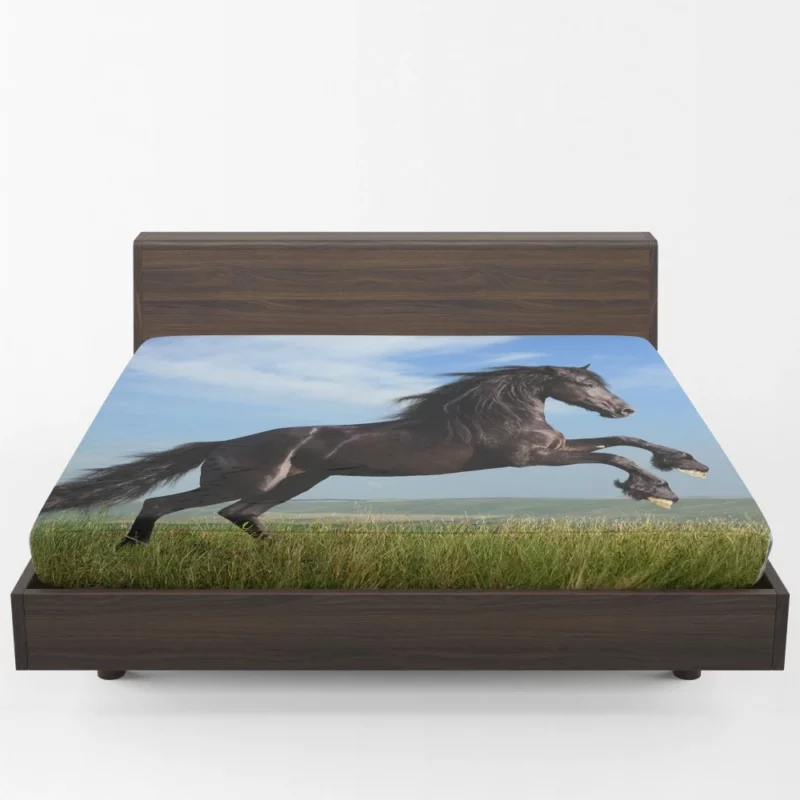 Friesian Horse Elegance in Motion Fitted Sheet