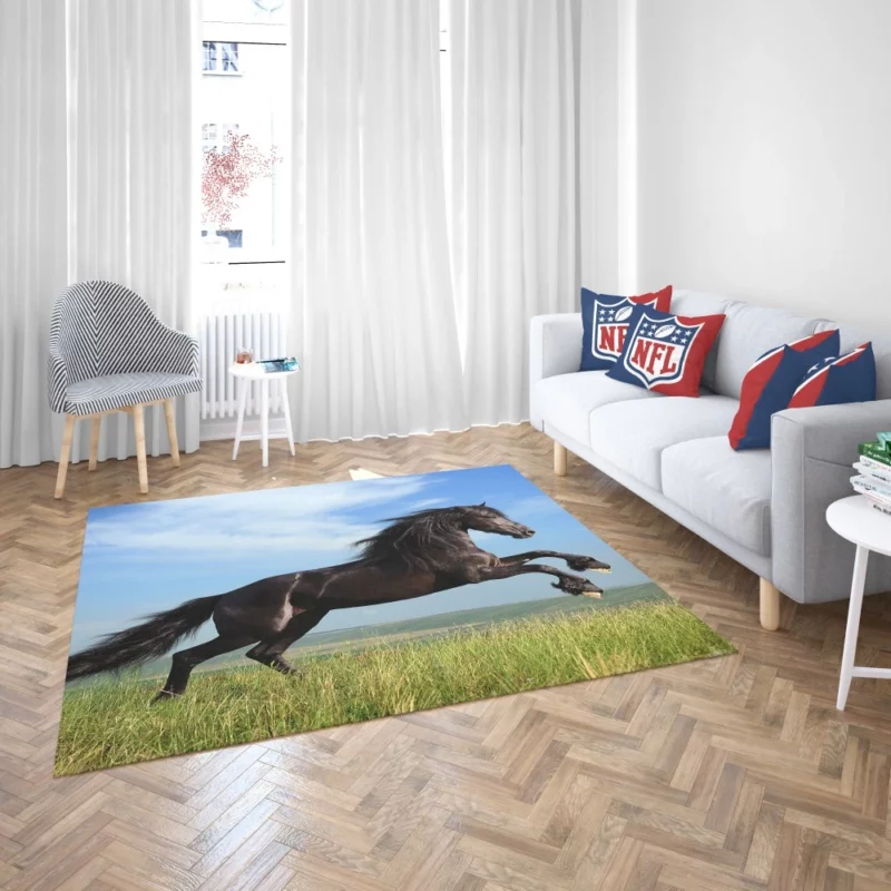 Friesian Horse Elegance in Motion Rug 2