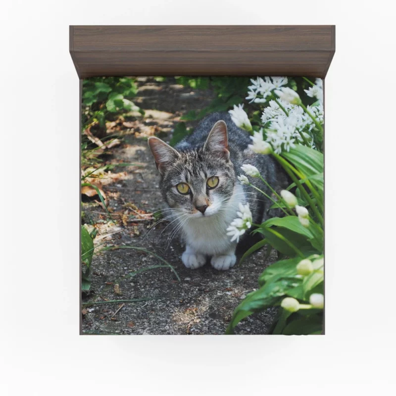 Garden Cat Serene Stare Natural Beauty Fitted Sheet 1