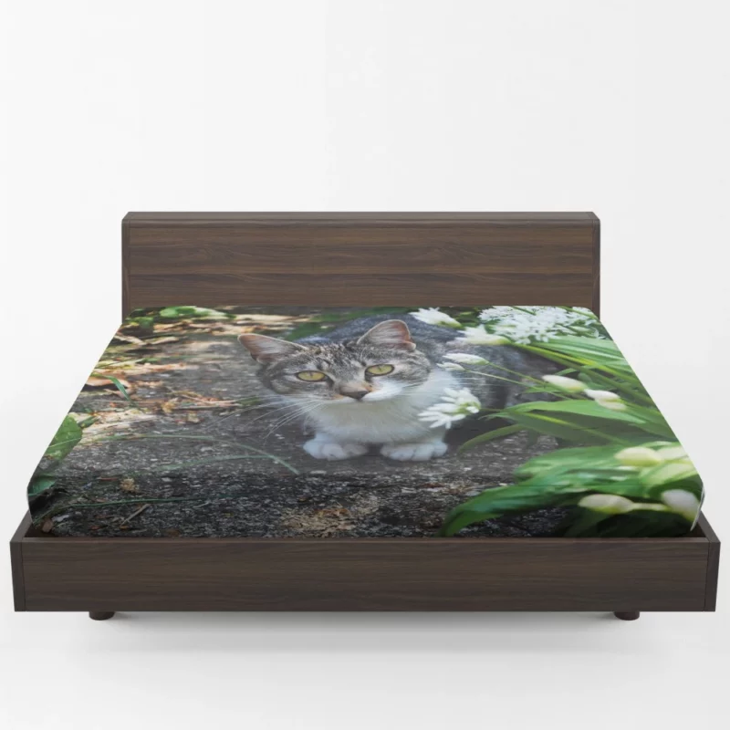 Garden Cat Serene Stare Natural Beauty Fitted Sheet