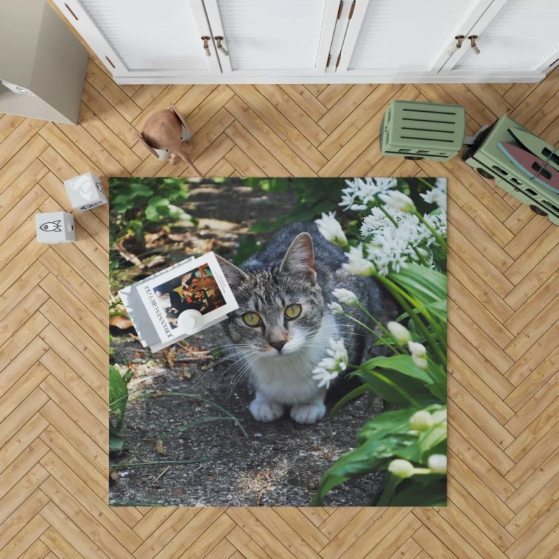 Garden Cat Serene Stare Natural Beauty Rug