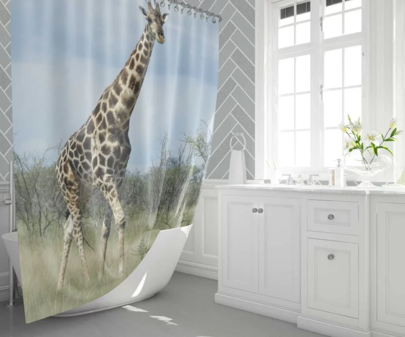 Gentle Giraffe Nature Towering Grace Shower Curtain 1