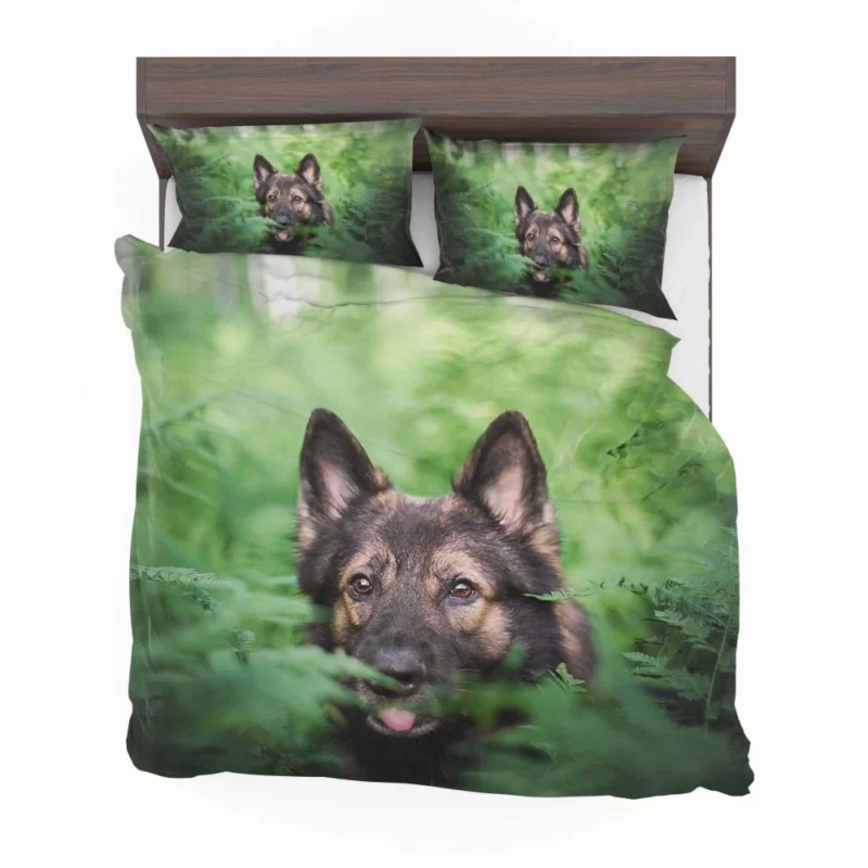 German Shepherd Amidst Ferns Canine Majesty Bedding Set 1