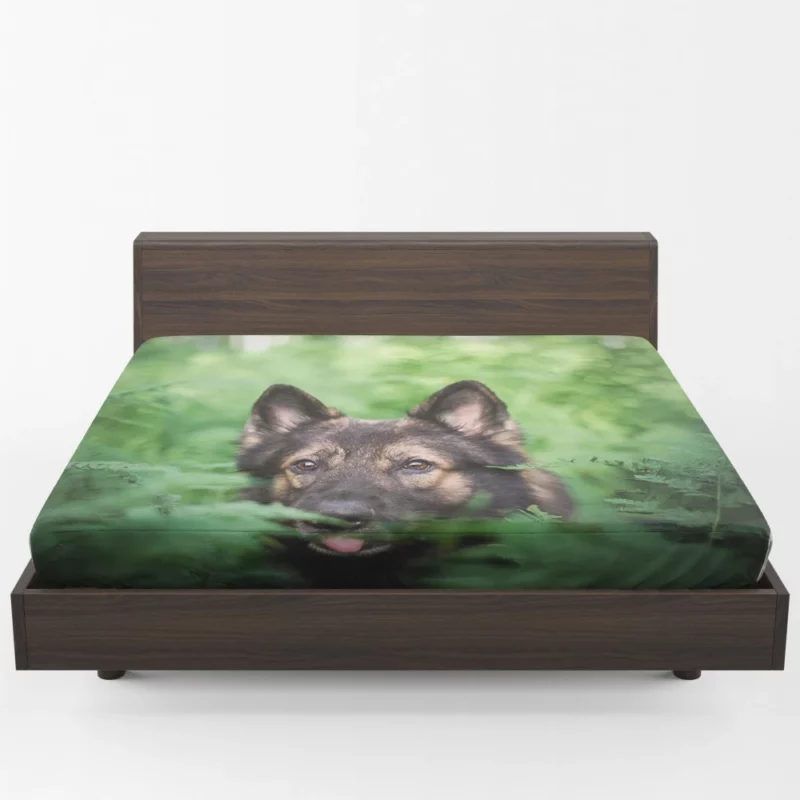 German Shepherd Amidst Ferns Canine Majesty Fitted Sheet