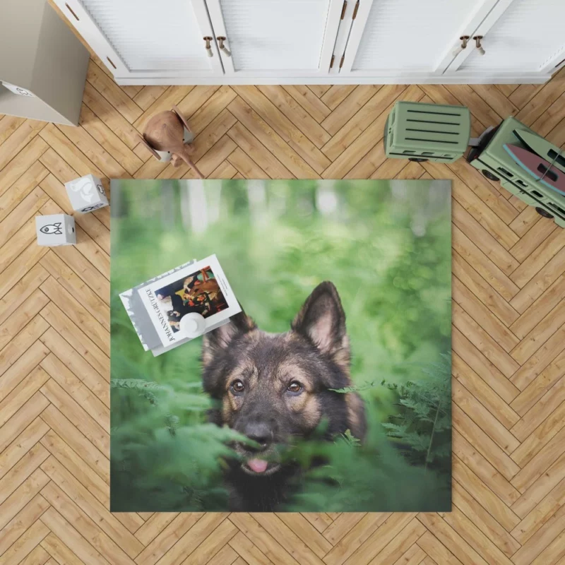 German Shepherd Amidst Ferns Canine Majesty Rug