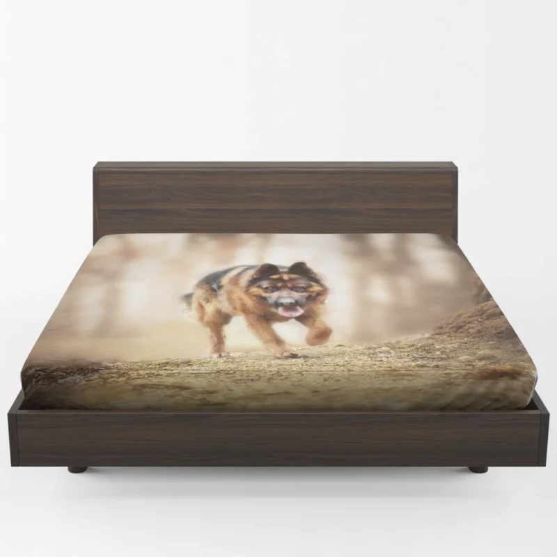 German Shepherd Depth of Field Gaze Fitted Sheet