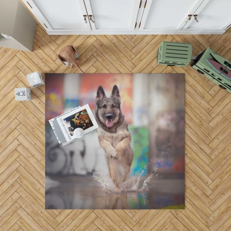 German Shepherd Depth of Field Splash Rug