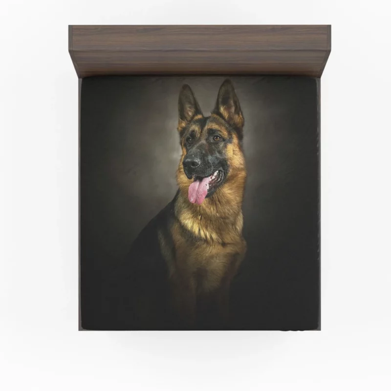 German Shepherd Dignified Portrait Canine Majesty Fitted Sheet 1