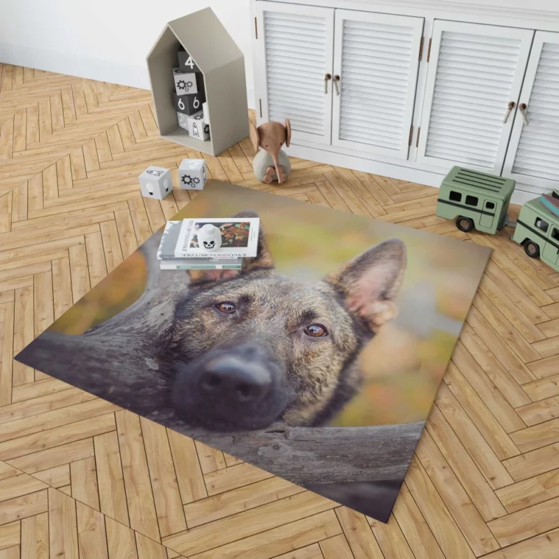 German Shepherd Fierce Stare Rug 1