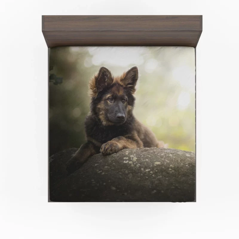 German Shepherd Playful Charm Puppy Delight Fitted Sheet 1