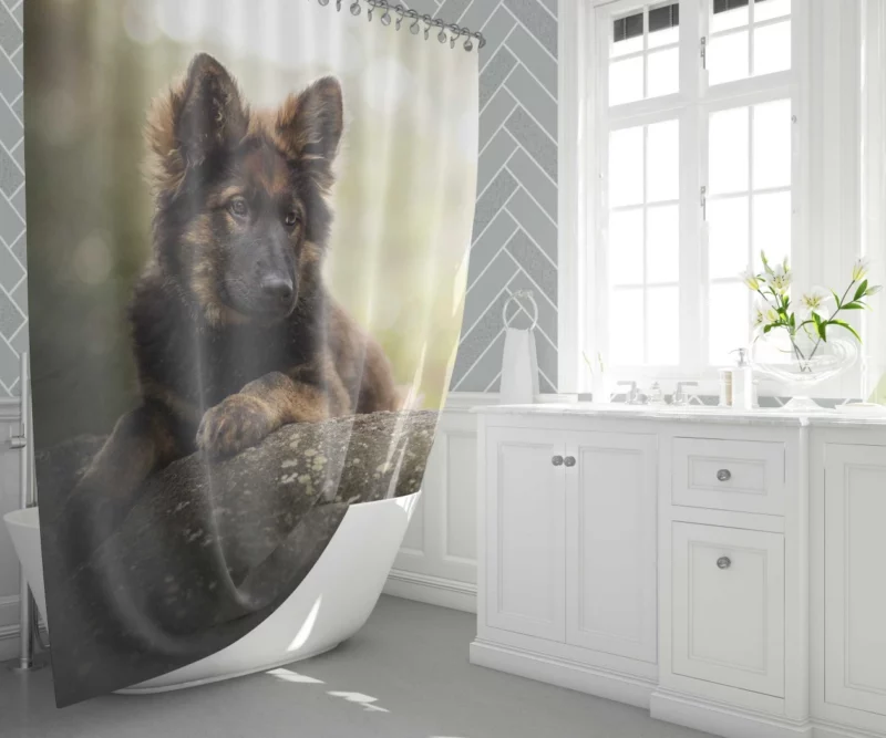 German Shepherd Playful Charm Puppy Delight Shower Curtain 1