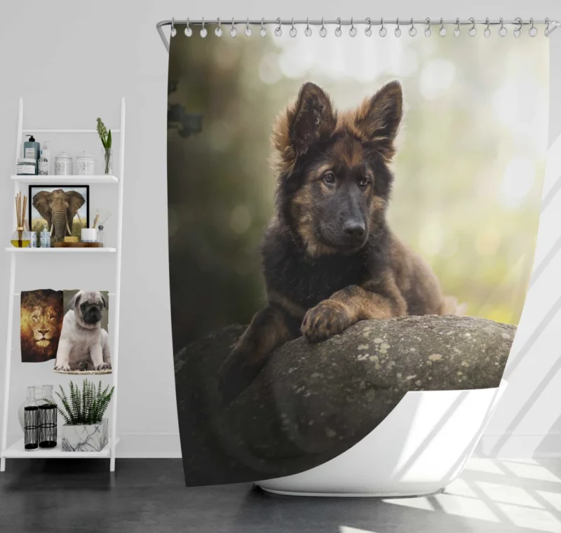 German Shepherd Playful Charm Puppy Delight Shower Curtain