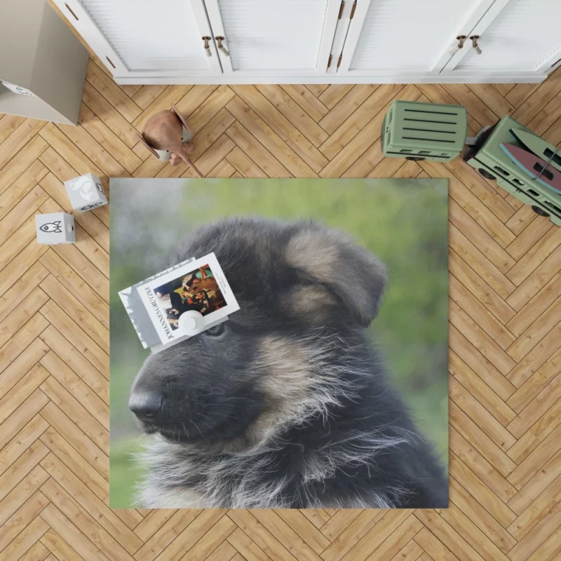 German Shepherd Pup Playful Antics Rug