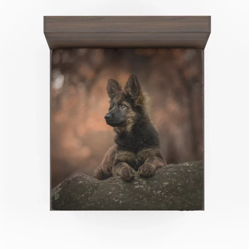 German Shepherd Puppy Captivating Charm Fitted Sheet 1