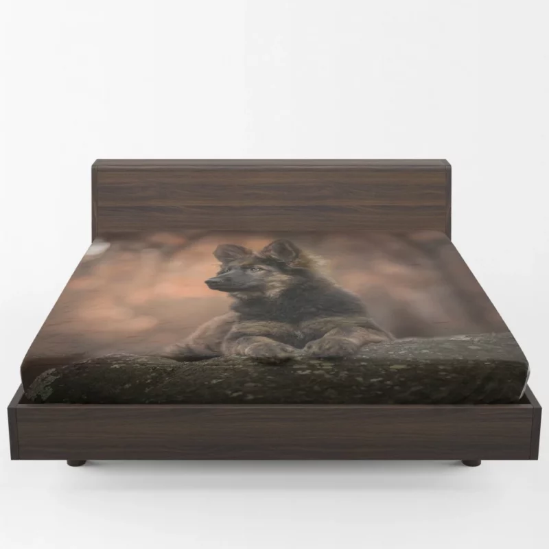 German Shepherd Puppy Captivating Charm Fitted Sheet