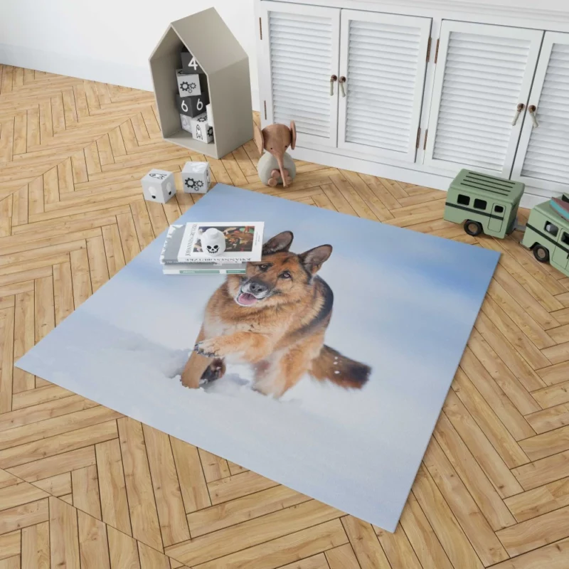 German Shepherd Snowy Stare Rug 1