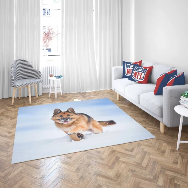 German Shepherd Snowy Stare Rug 2