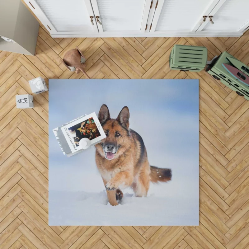 German Shepherd Snowy Stare Rug