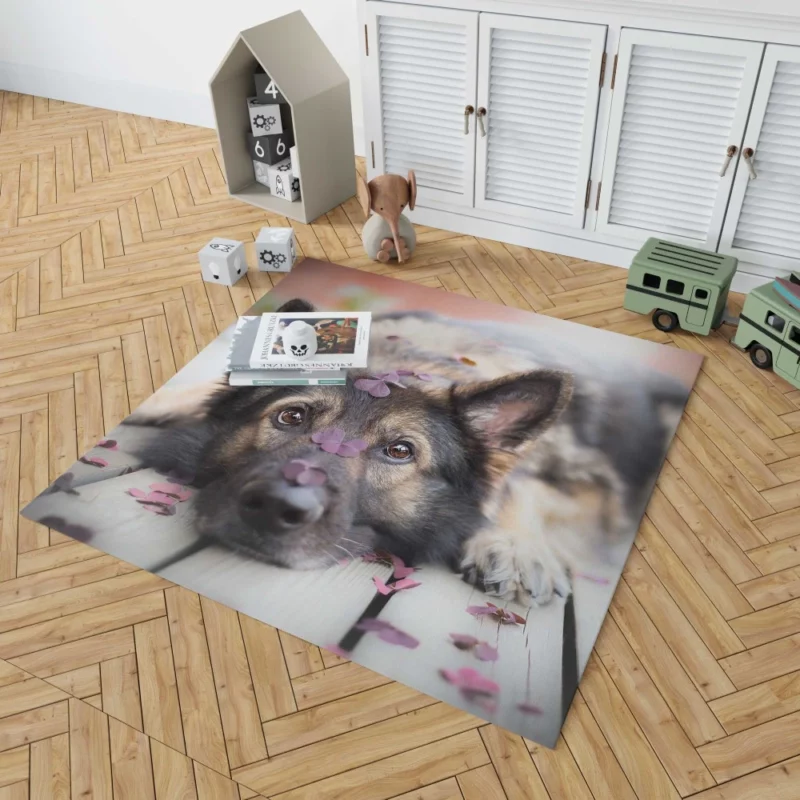 German Shepherd Thoughtful Stare Rug 1