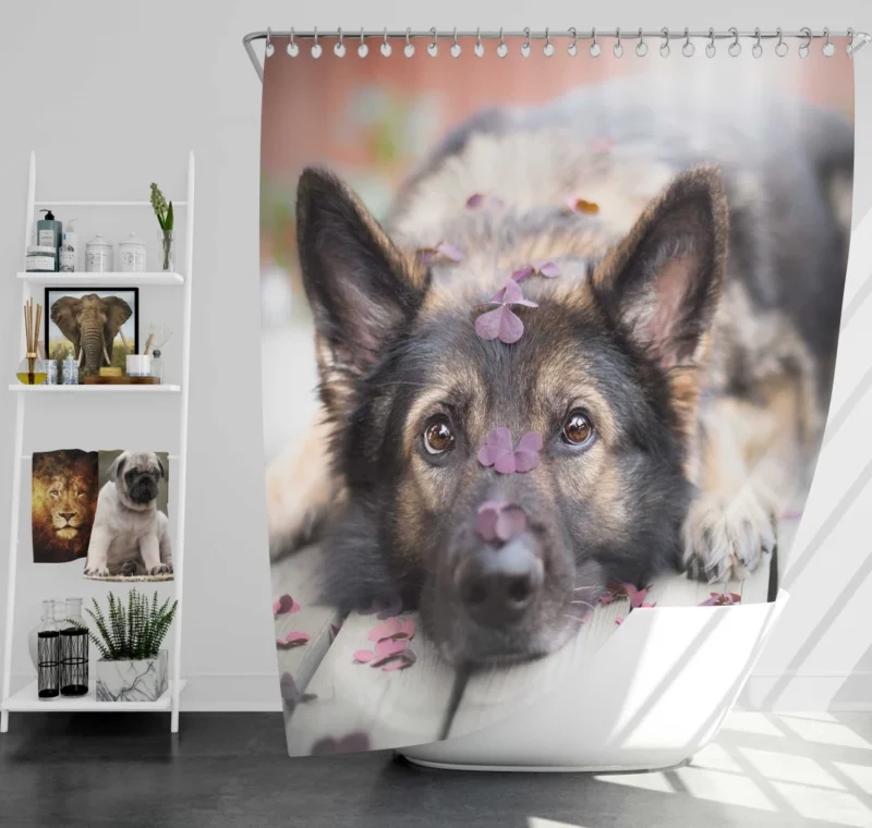 German Shepherd Thoughtful Stare Shower Curtain