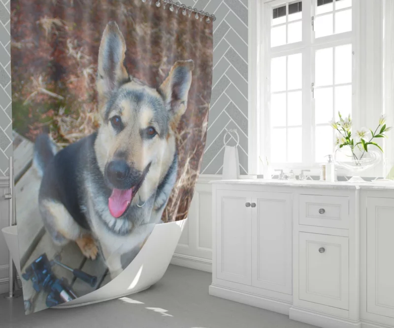 German Shepherd Vigil Canine Devotion Shower Curtain 1