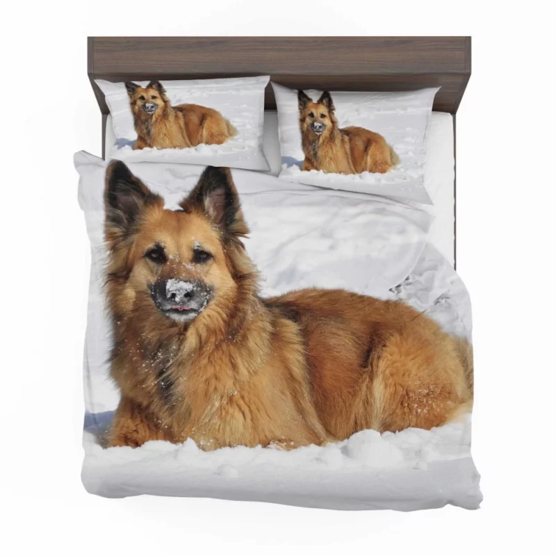 German Shepherd Winter Wonderland Bedding Set 1