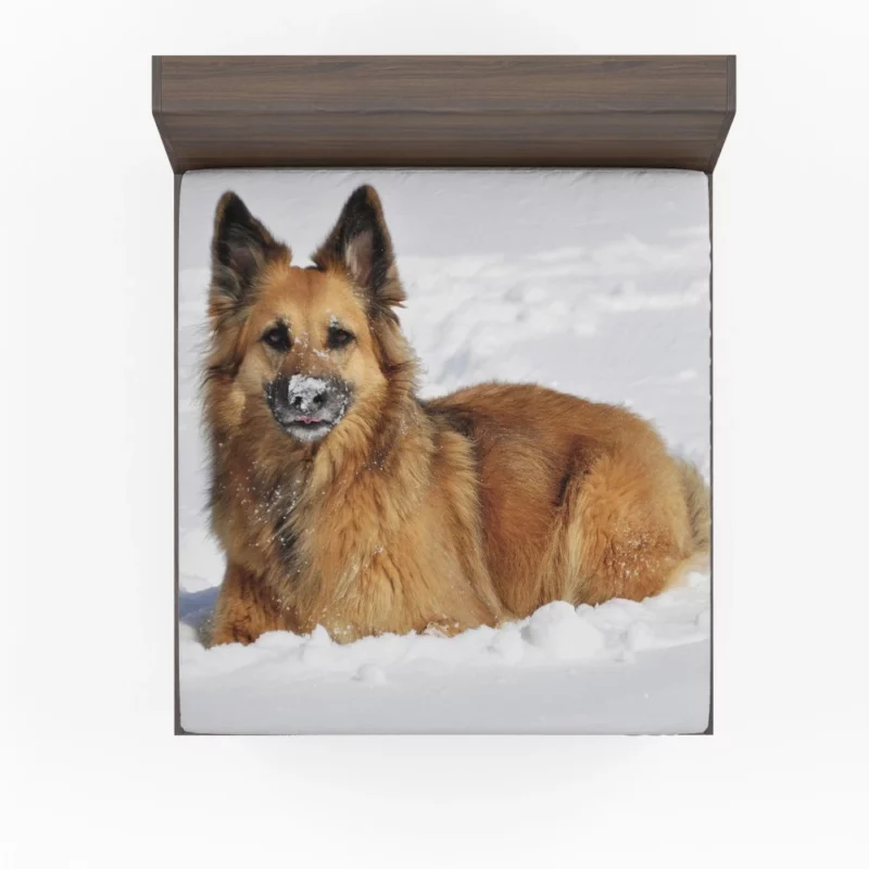 German Shepherd Winter Wonderland Fitted Sheet 1