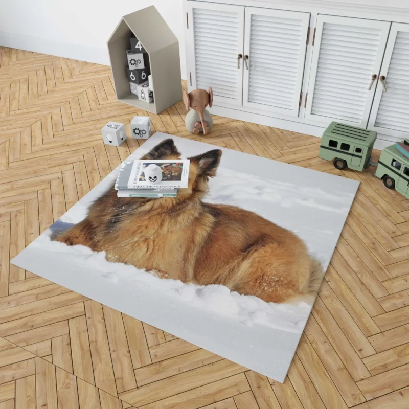 German Shepherd Winter Wonderland Rug 1