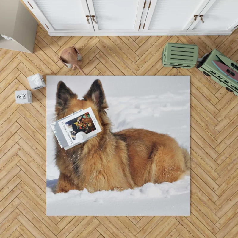 German Shepherd Winter Wonderland Rug