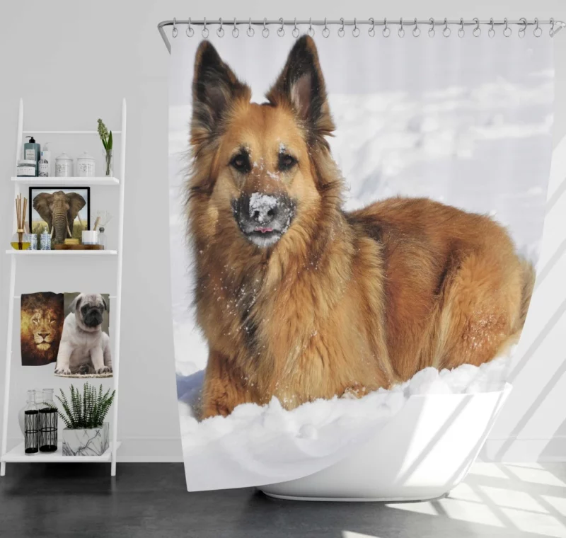 German Shepherd Winter Wonderland Shower Curtain