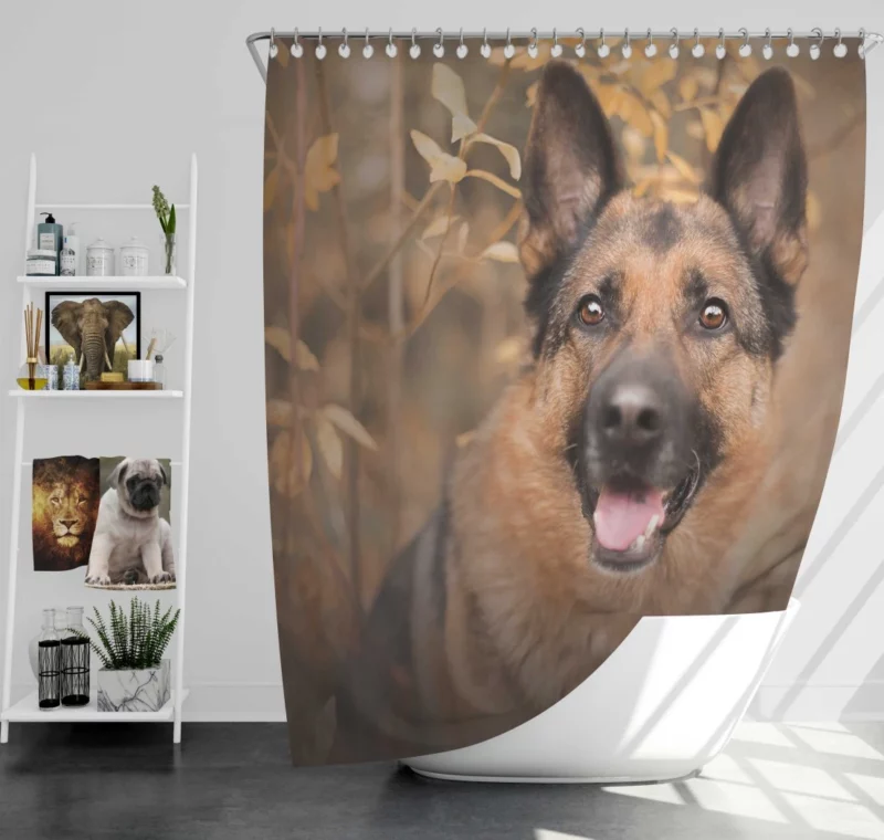 German Shepherd Woodsy Adventure Shower Curtain