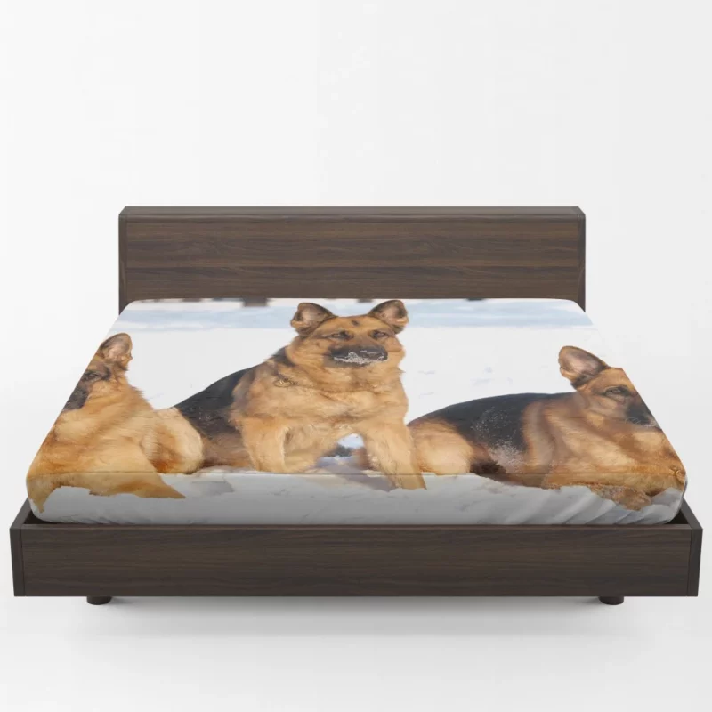 German Shepherd in Snow Winter Beauty Fitted Sheet