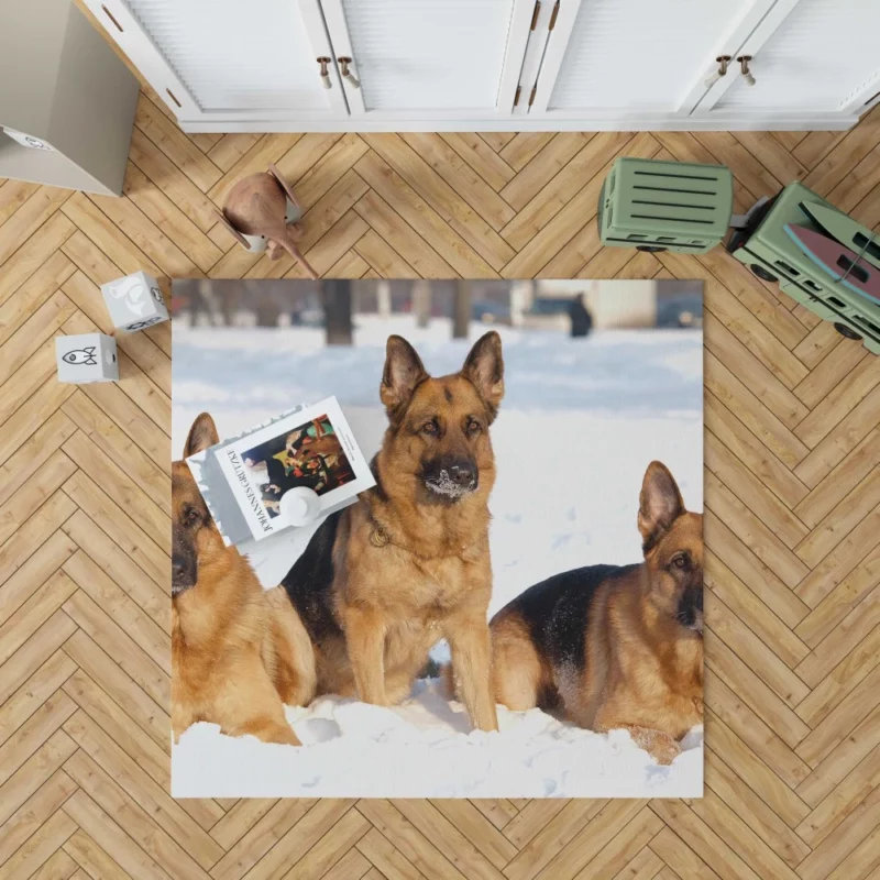 German Shepherd in Snow Winter Beauty Rug