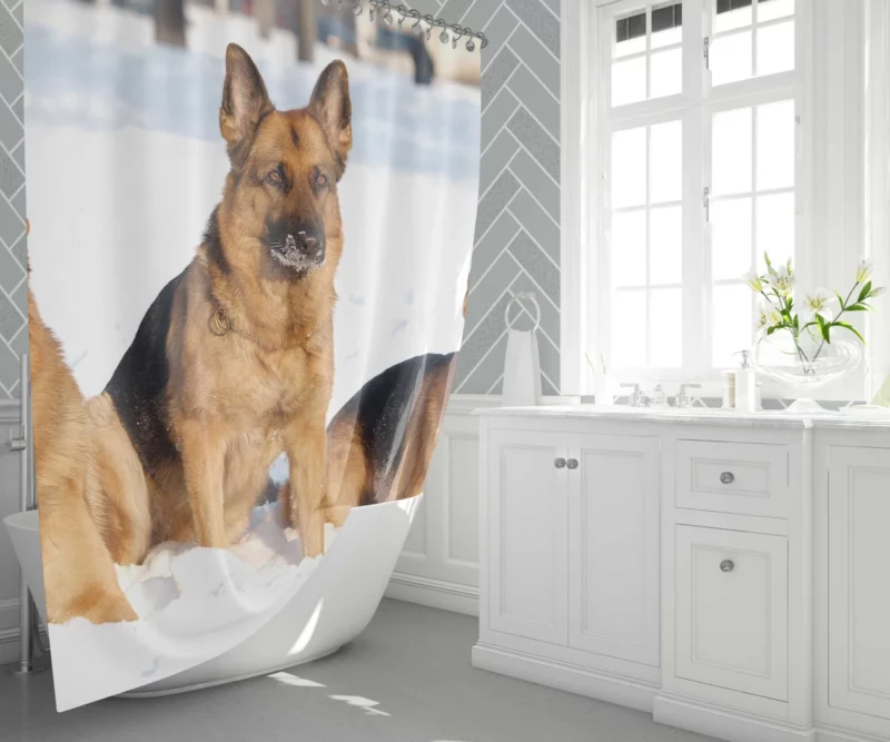 German Shepherd in Snow Winter Beauty Shower Curtain 1