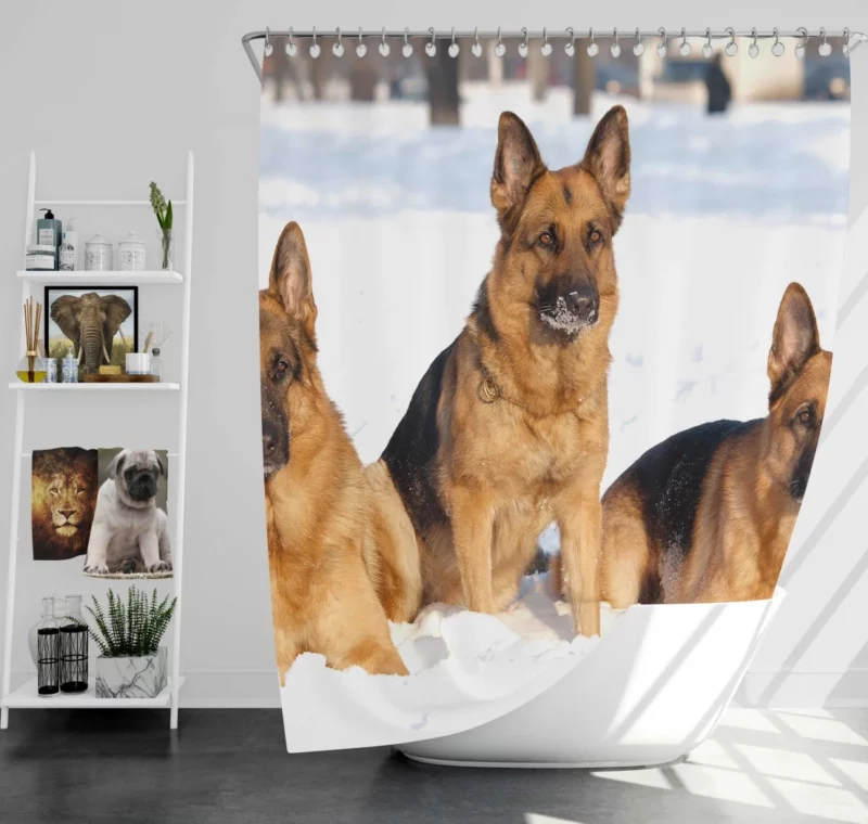 German Shepherd in Snow Winter Beauty Shower Curtain