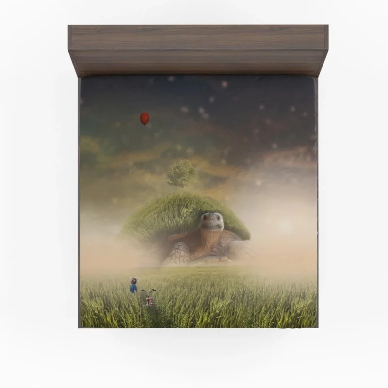 Giant Turtle in Fantasy Landscape Fitted Sheet 1