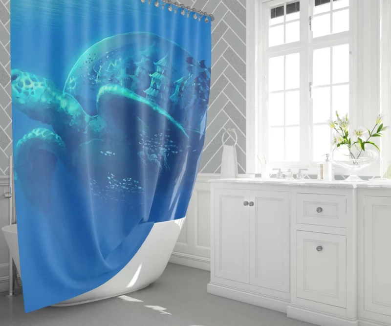 Giant Turtle in Fantasy World Shower Curtain 1