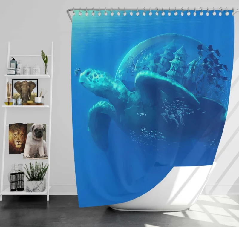 Giant Turtle in Fantasy World Shower Curtain