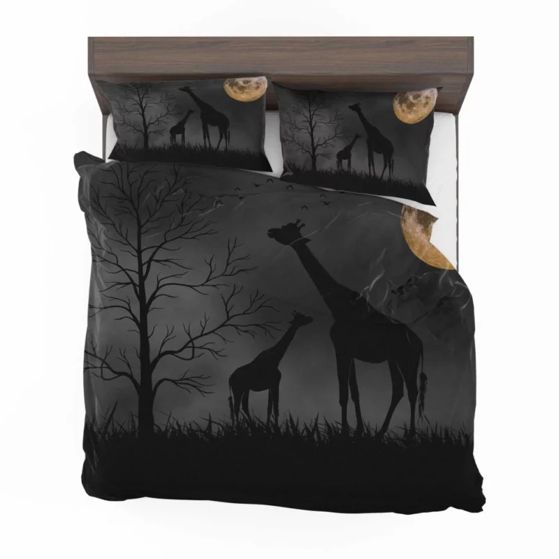 Giraffe Beneath Moon Enigmatic Glow Bedding Set 1