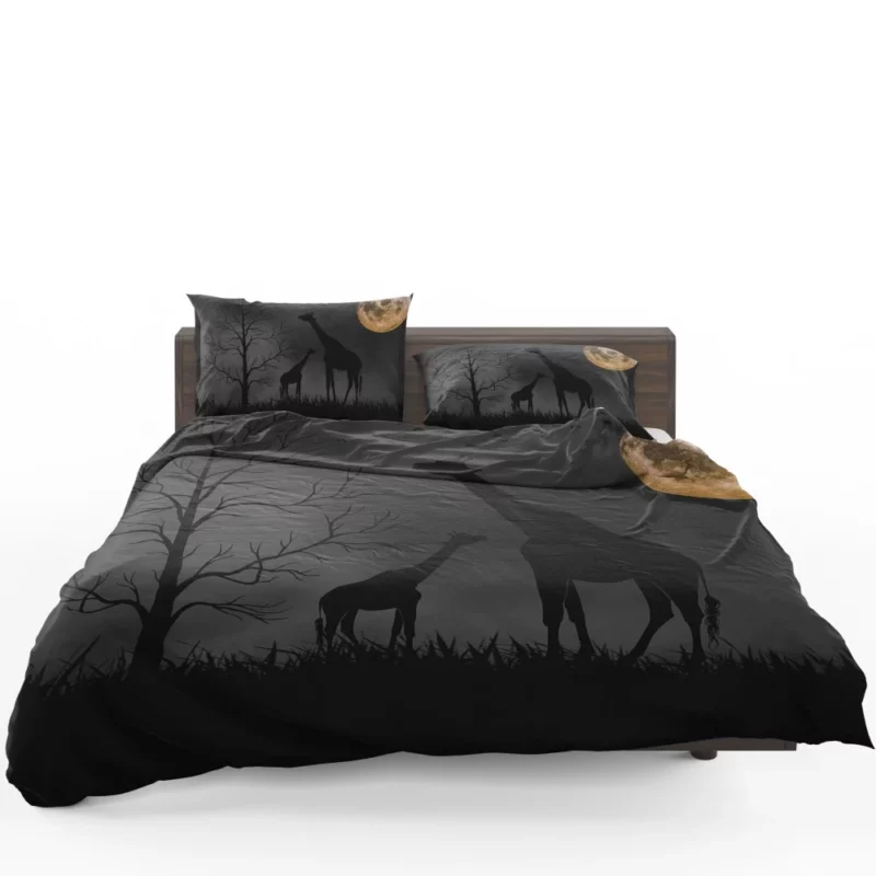 Giraffe Beneath Moon Enigmatic Glow Bedding Set