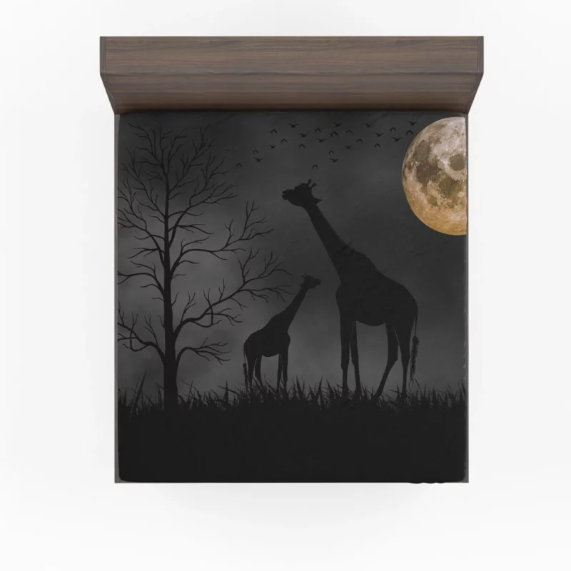 Giraffe Beneath Moon Enigmatic Glow Fitted Sheet 1