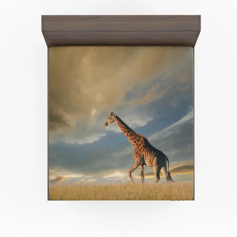 Giraffe in Clouds Towering Beauty Fitted Sheet 1