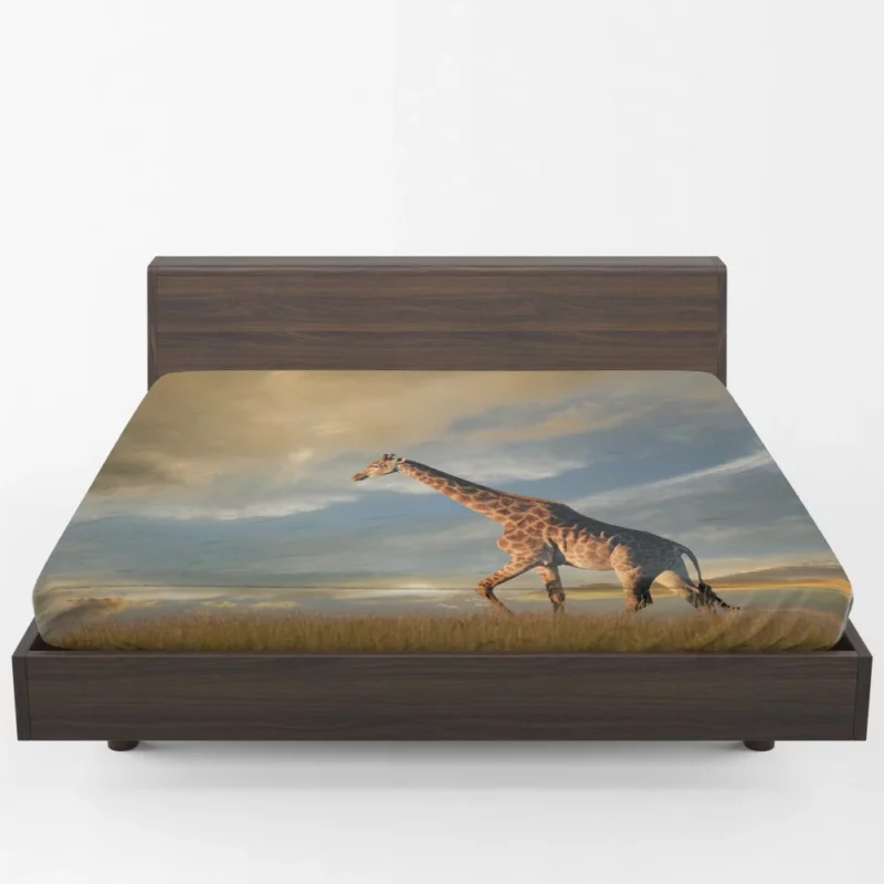 Giraffe in Clouds Towering Beauty Fitted Sheet