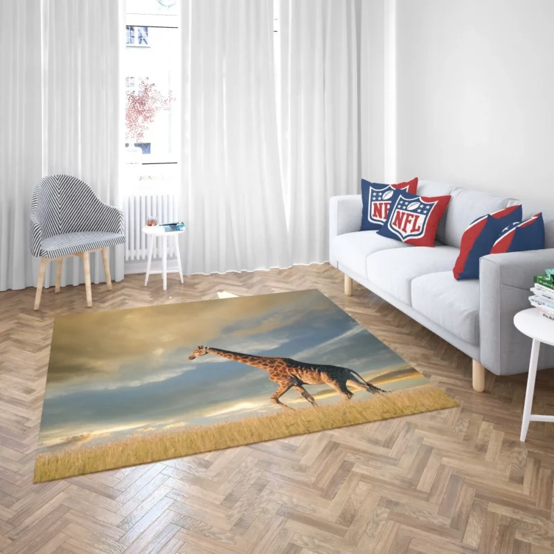 Giraffe in Clouds Towering Beauty Rug 2