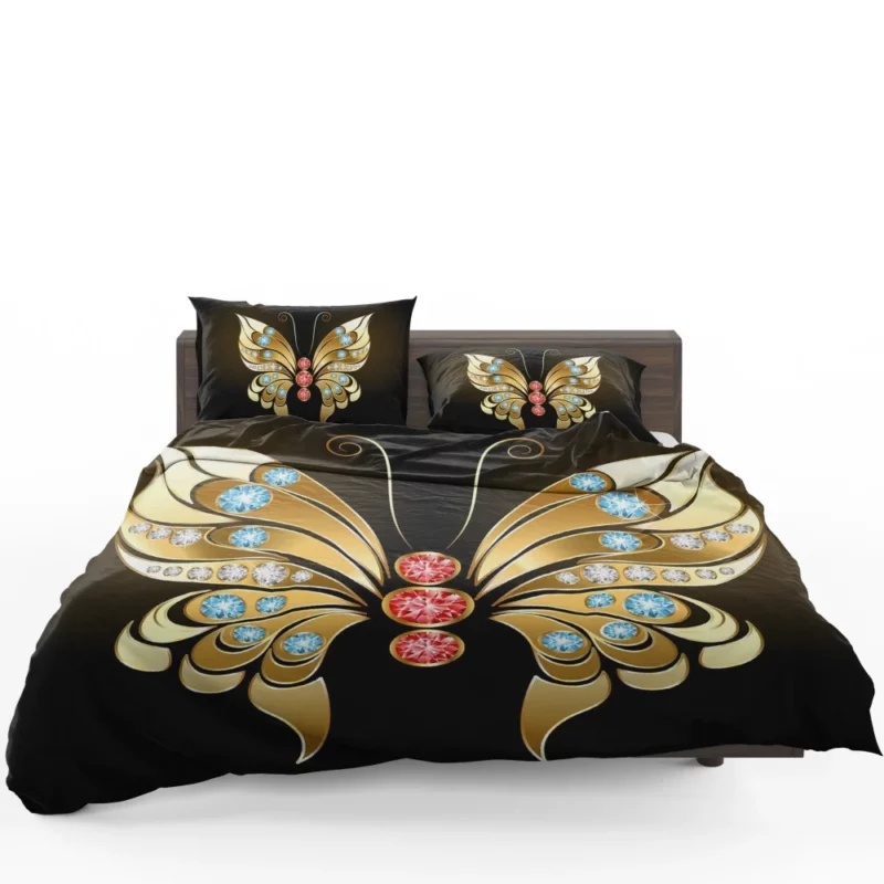 Golden Butterfly Jewel Radiance Artistic Elegance Bedding Set