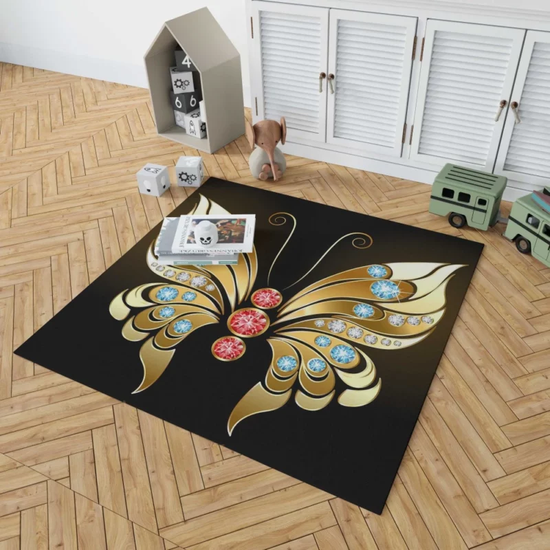 Golden Butterfly Jewel Radiance Artistic Elegance Rug 1