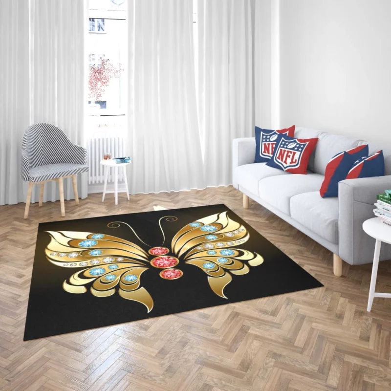 Golden Butterfly Jewel Radiance Artistic Elegance Rug 2