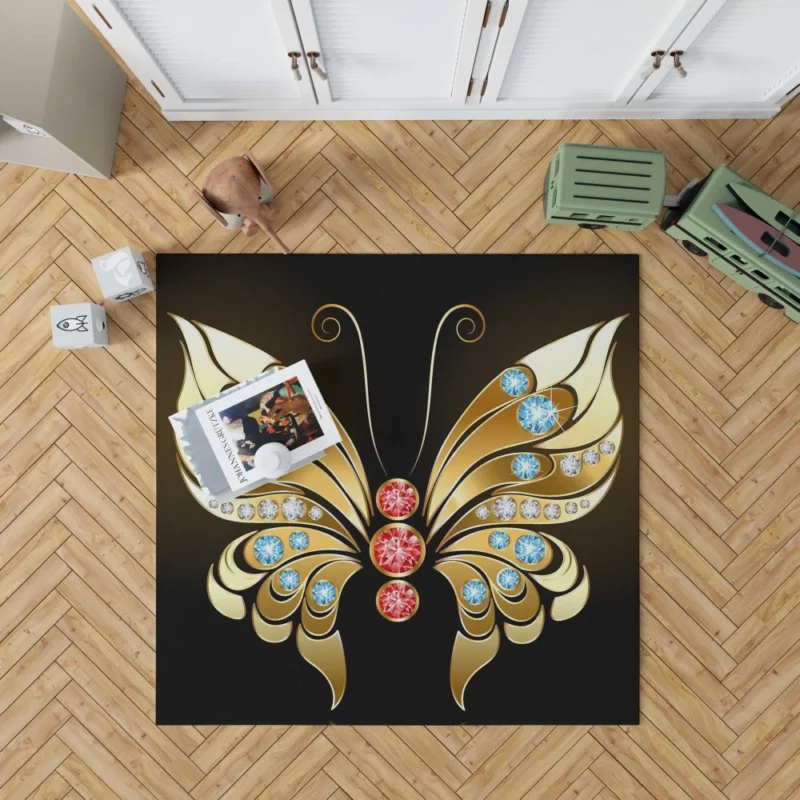 Golden Butterfly Jewel Radiance Artistic Elegance Rug