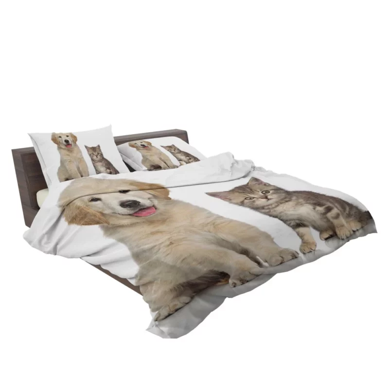 Golden Duo Puppy Kitten and Love Bedding Set 2