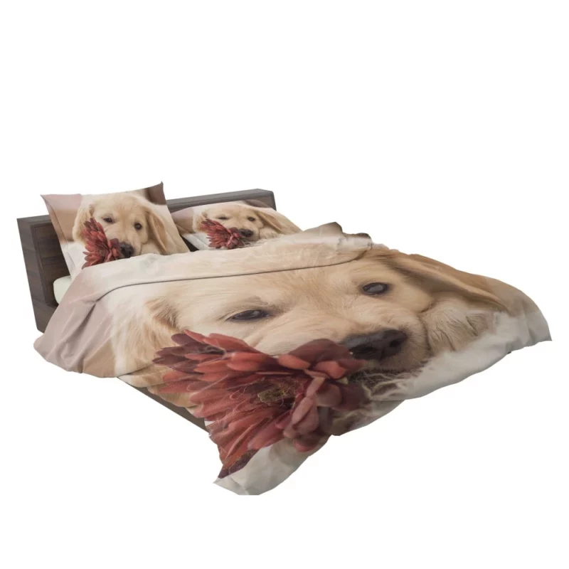 Golden Retriever Amidst Flowers Natural Beauty Bedding Set 2